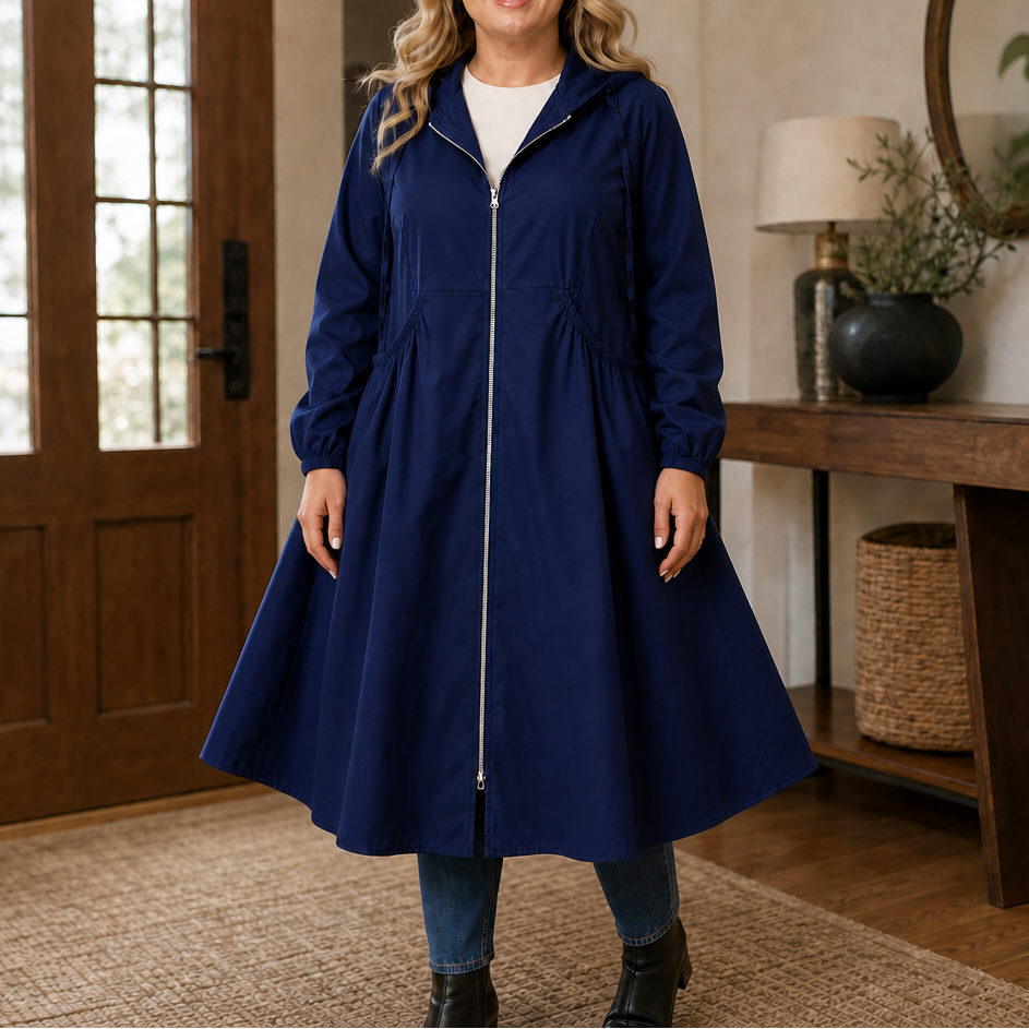 Flared Hem Peplum Rain Jacket With Pockets