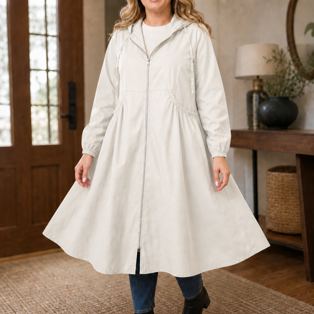 Flared Hem Peplum Rain Jacket With Pockets