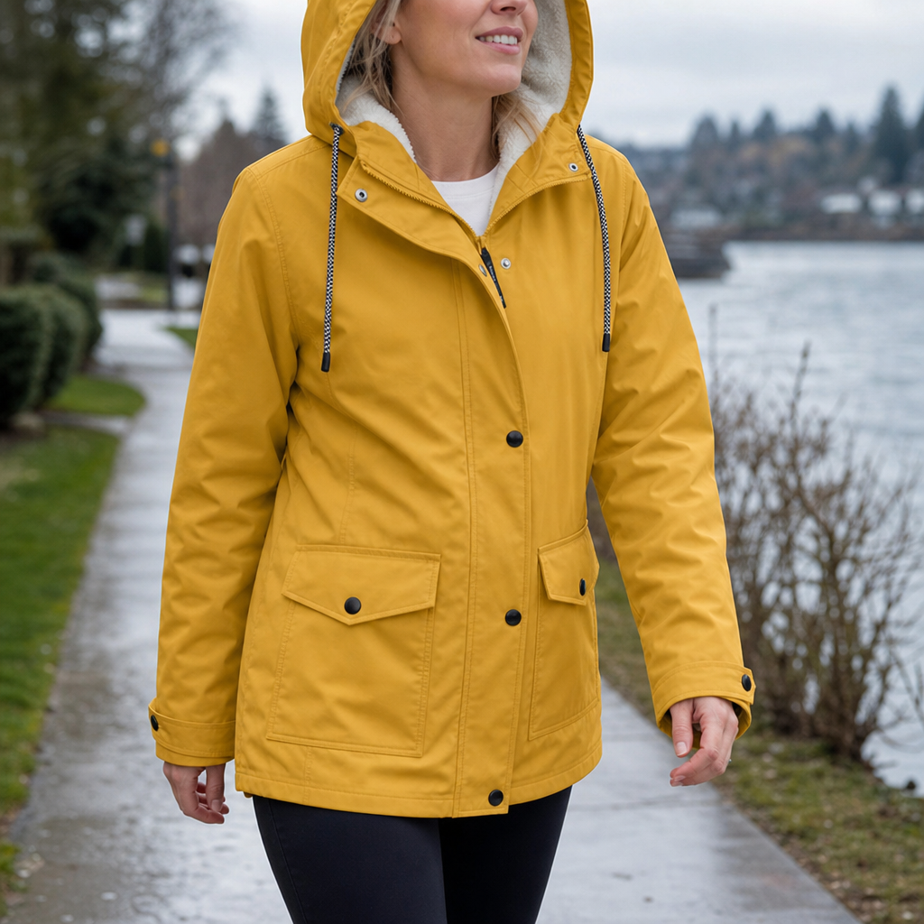 Fleece-Lined Hooded Windproof Jacket