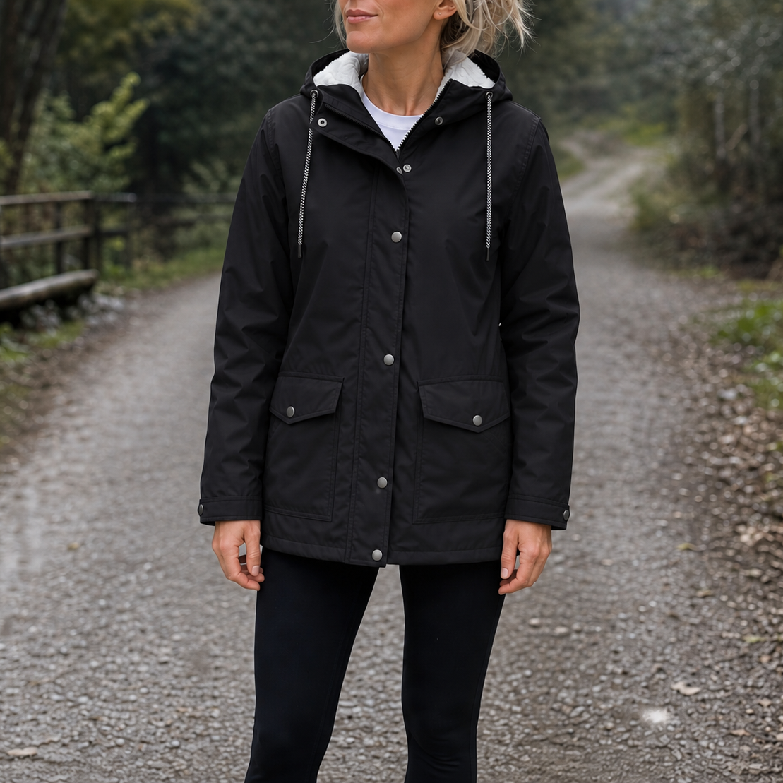 Fleece-Lined Hooded Windproof Jacket