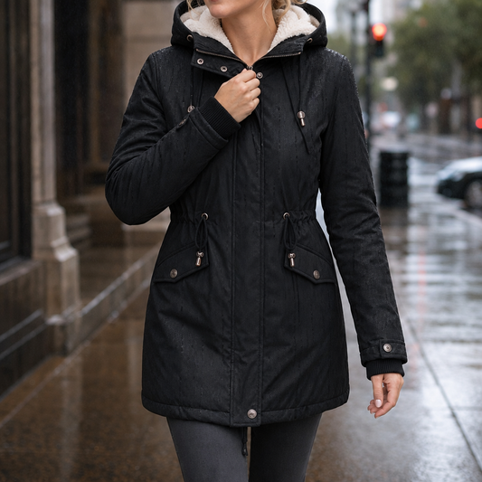Fleece-Lined Waist-Defining Padded Parka