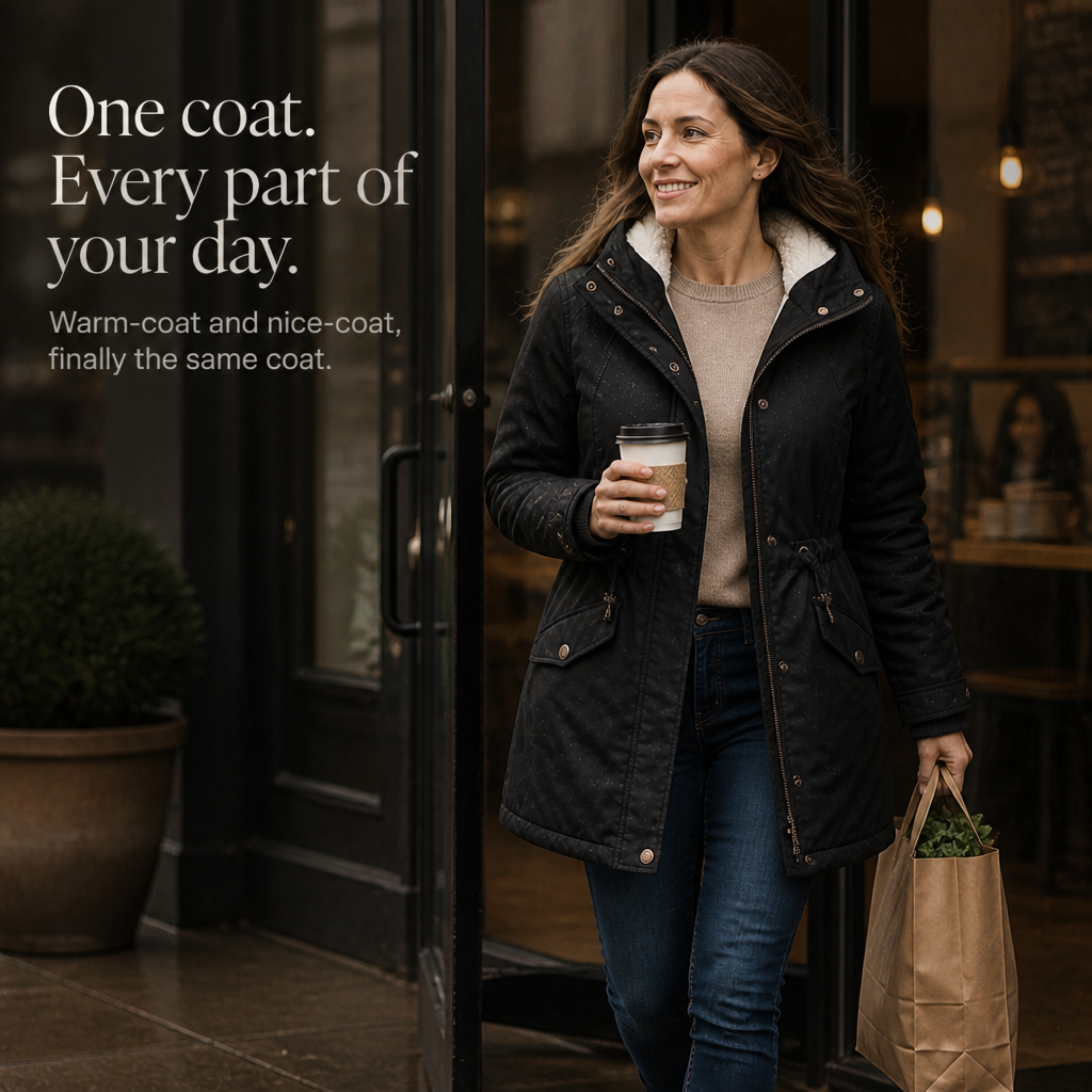 Fleece-Lined Waist-Defining Padded Parka