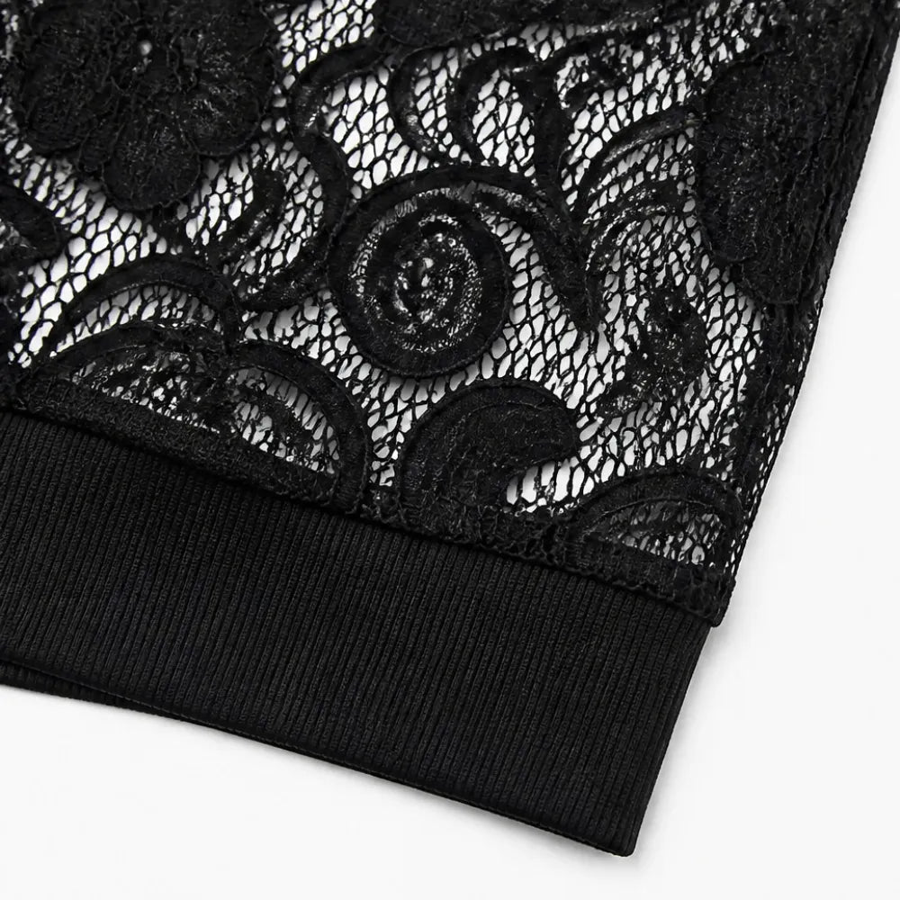 Floral Lace Zip Up Bomber Jacket for Women