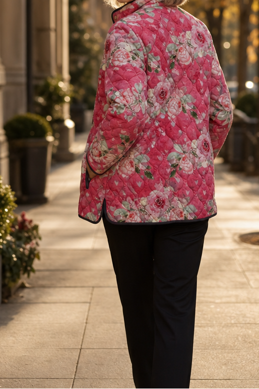 Floral Print Quilted Puffer Jacket