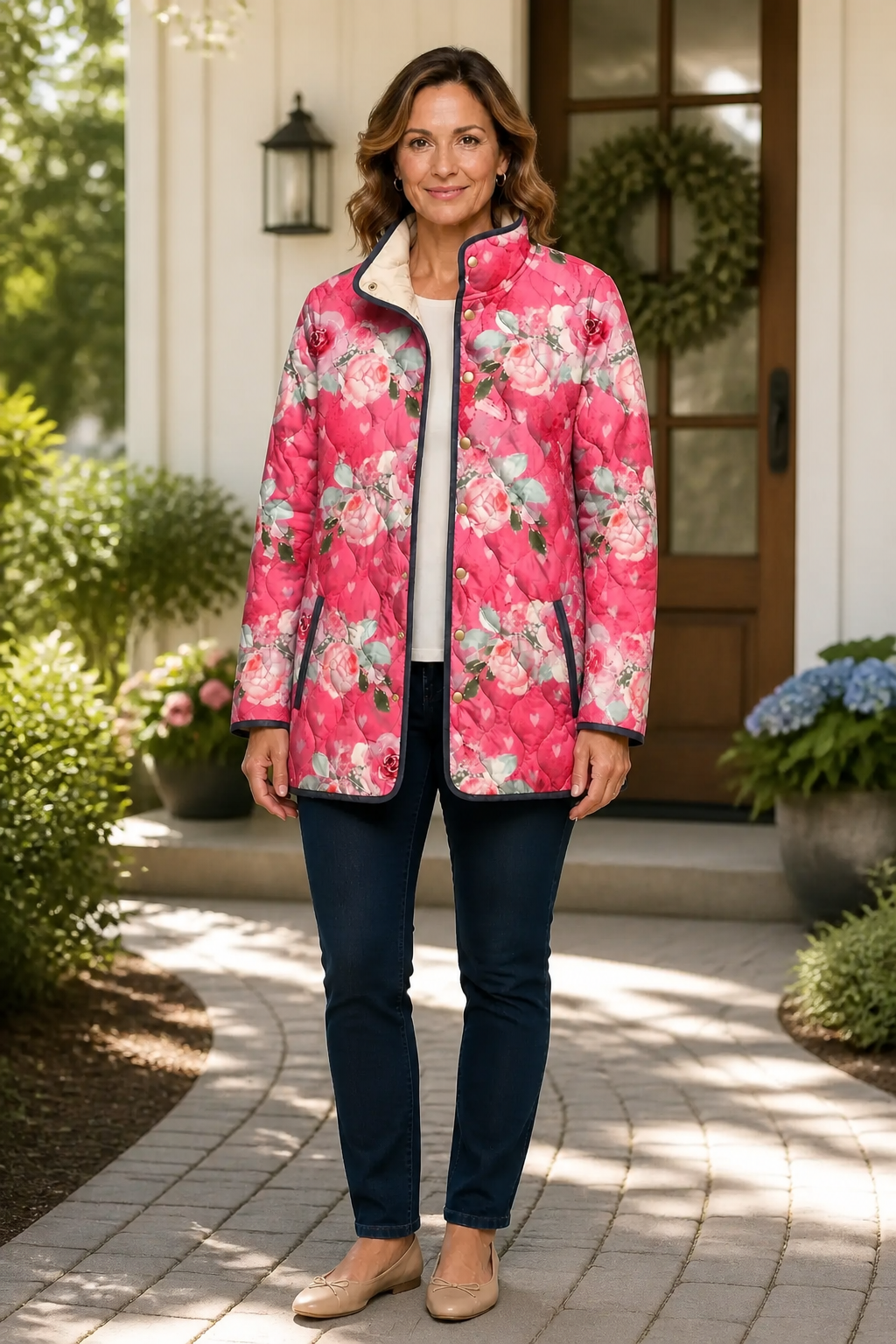 Floral Print Quilted Puffer Jacket