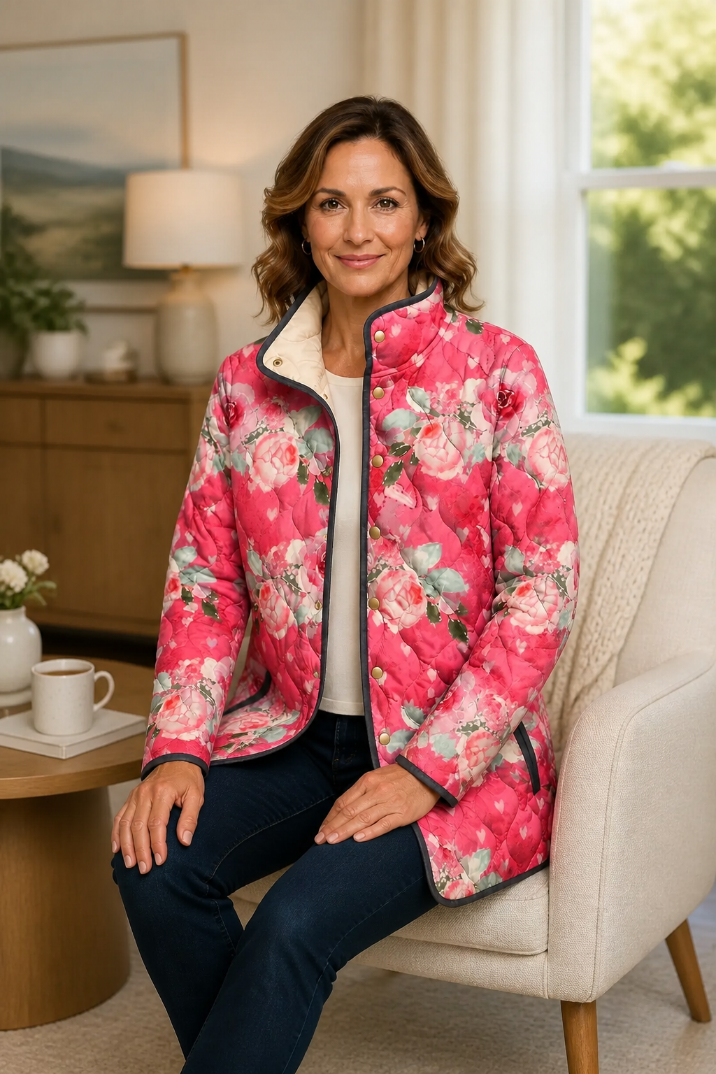 Floral Print Quilted Puffer Jacket