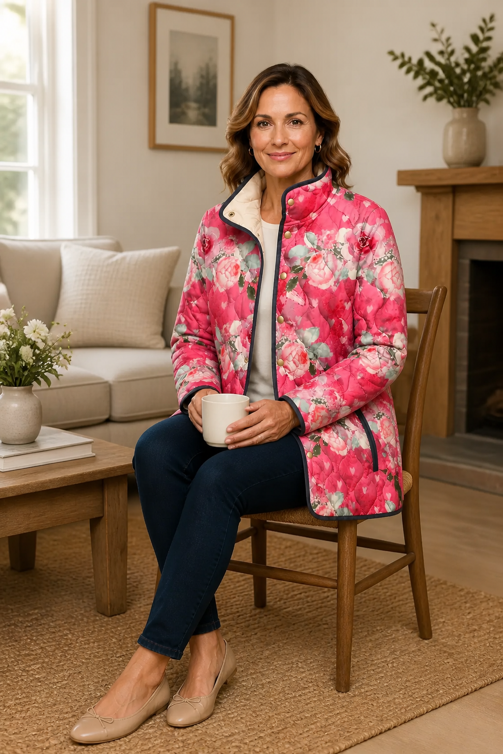 Floral Print Quilted Puffer Jacket