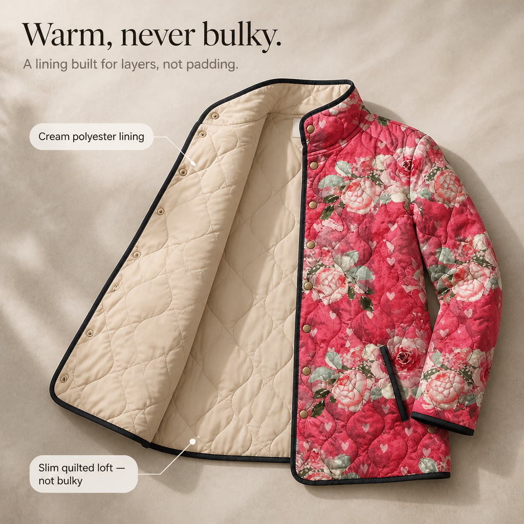 Floral Print Quilted Puffer Jacket
