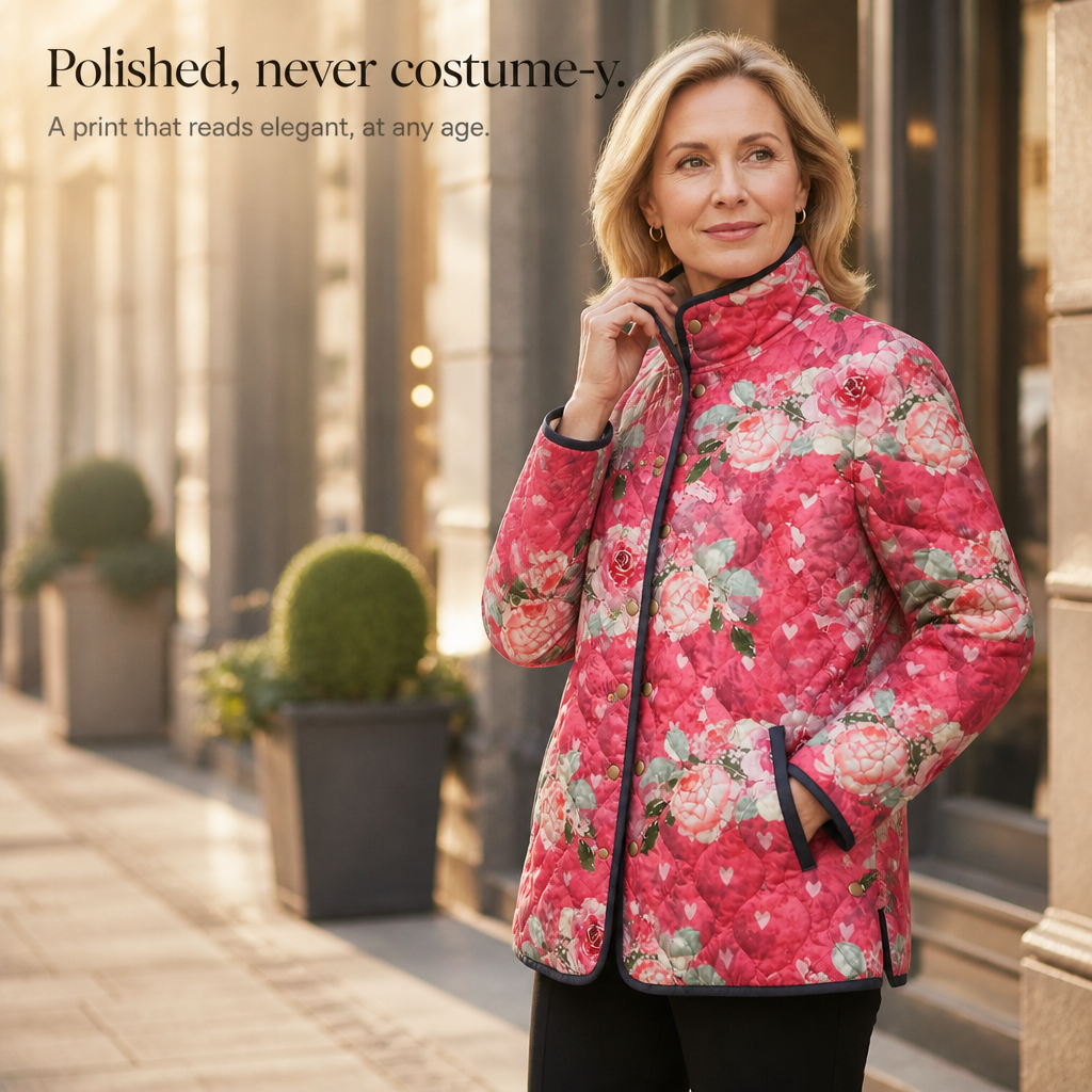 Floral Print Quilted Puffer Jacket