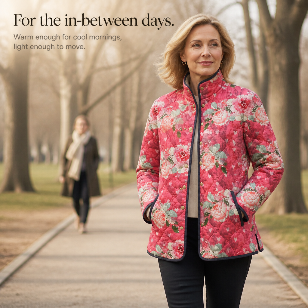 Floral Print Quilted Puffer Jacket
