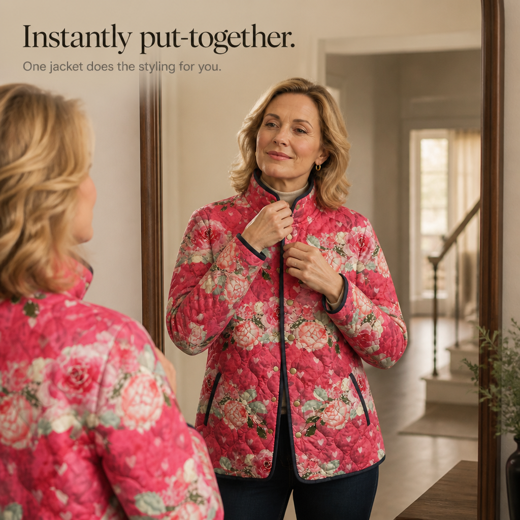 Floral Print Quilted Puffer Jacket
