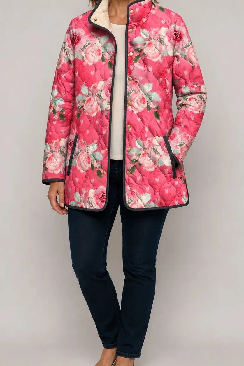 Floral Print Quilted Puffer Jacket