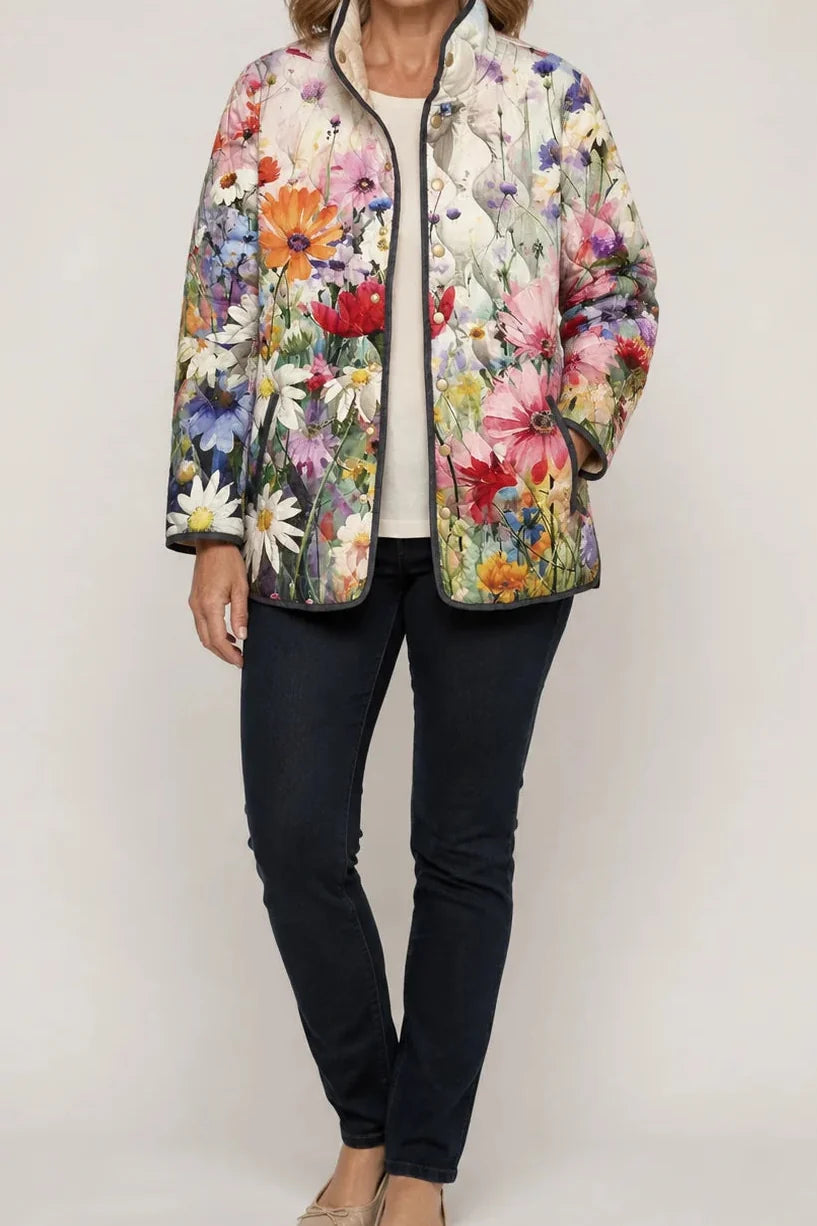 Floral Print Quilted Puffer Jacket