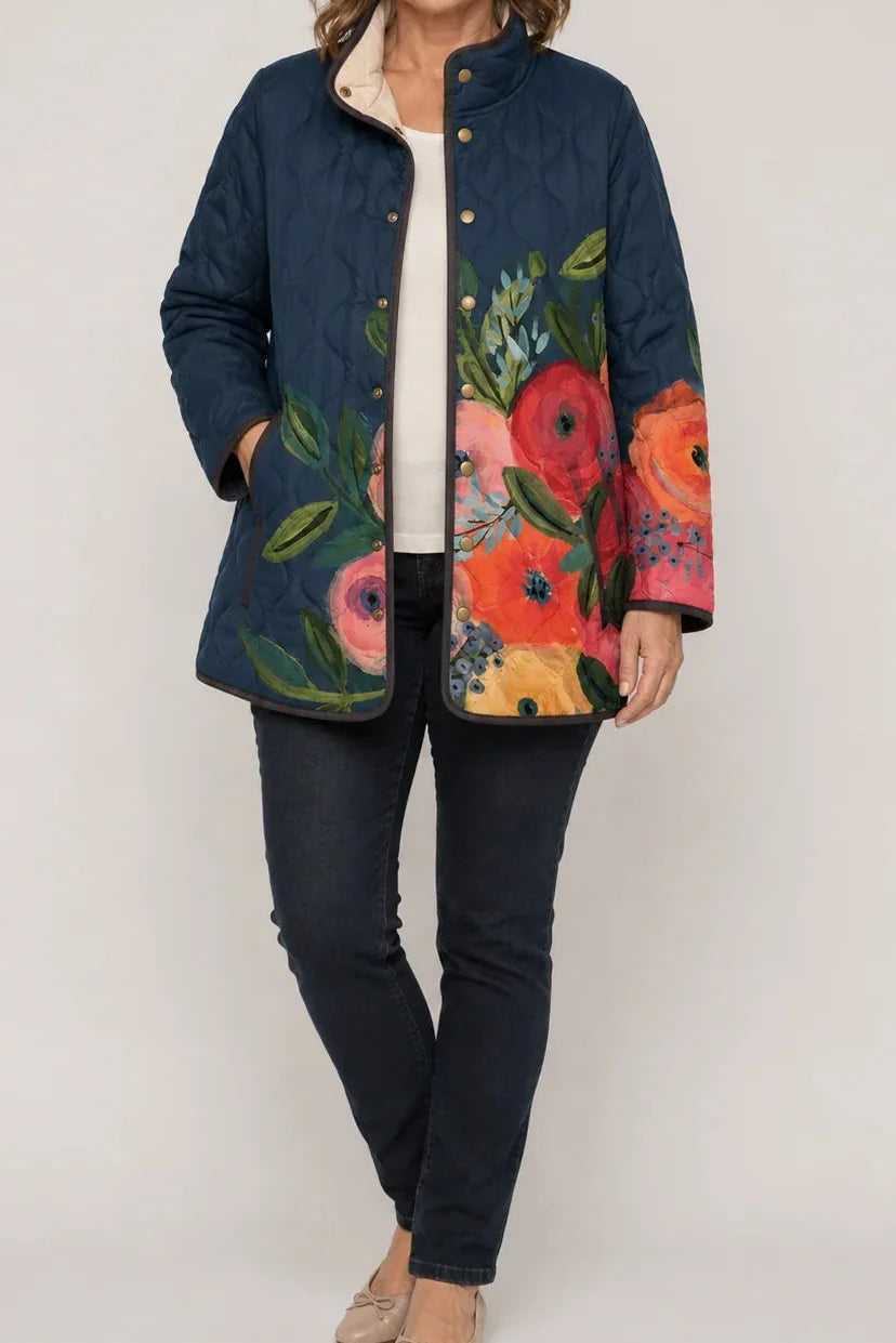 Floral Print Quilted Puffer Jacket
