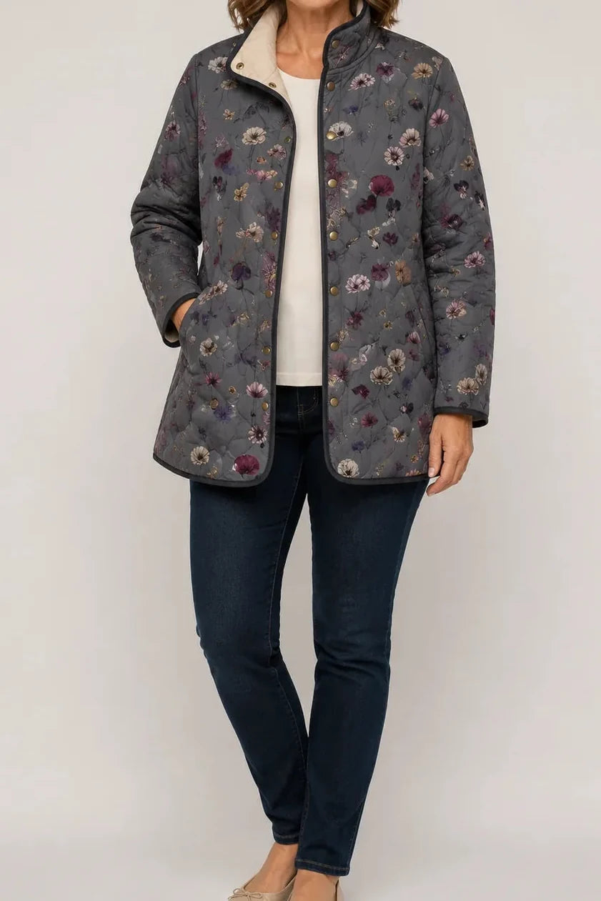 Floral Print Quilted Puffer Jacket