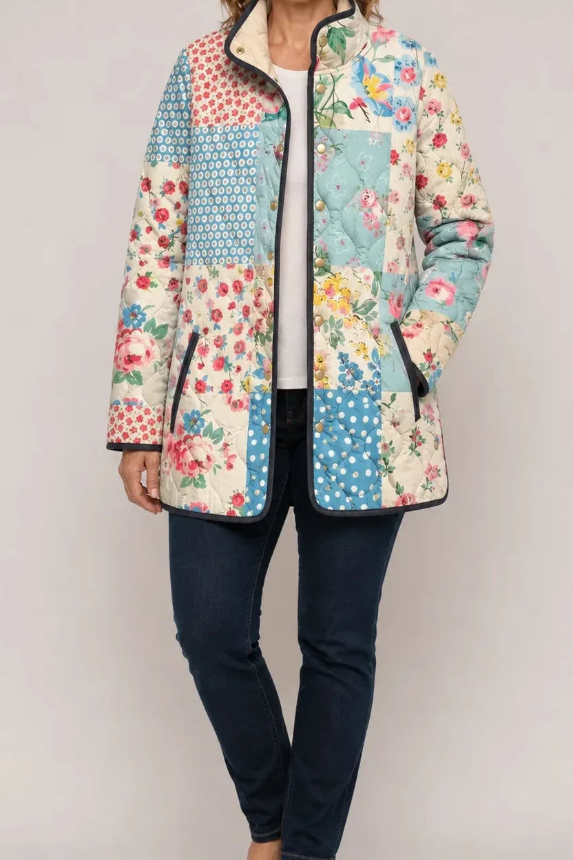 Floral Print Quilted Puffer Jacket