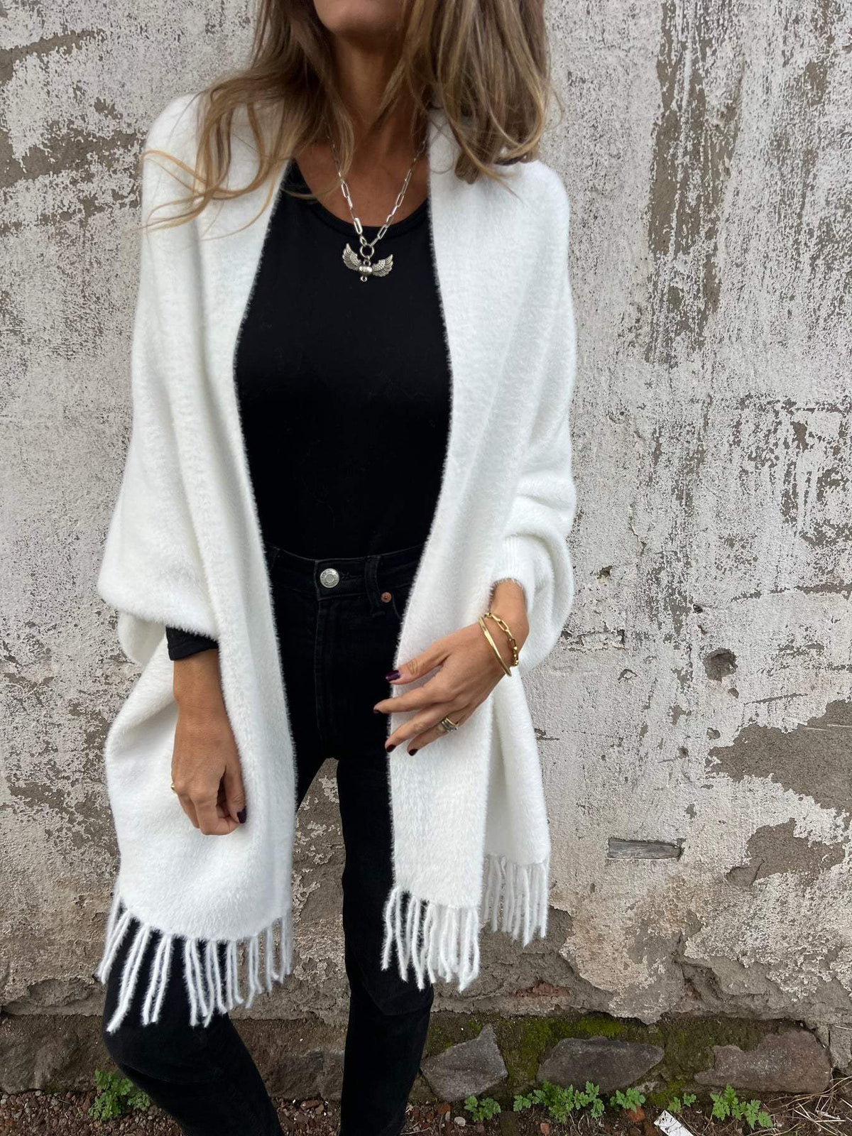 Fringed Cardigan Wrap