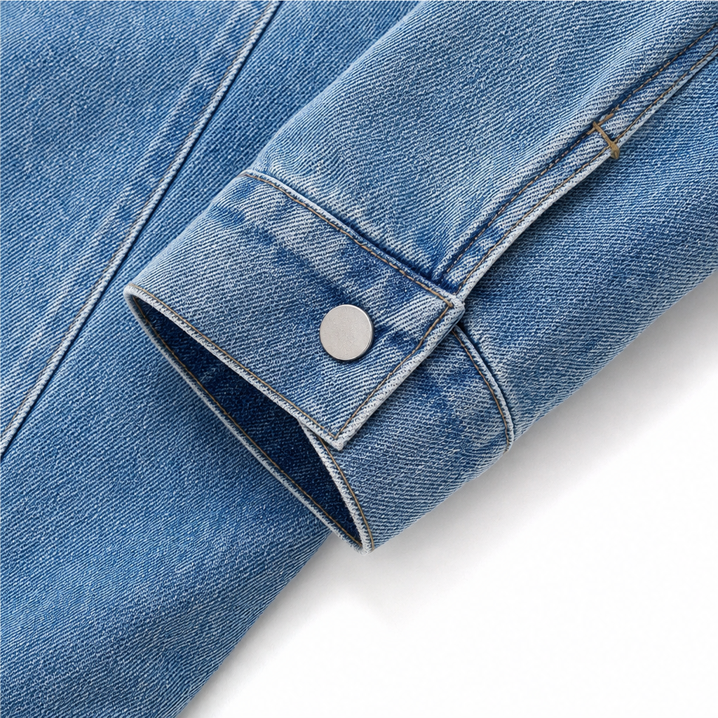 Fur-Collar Distressed Denim Jacket