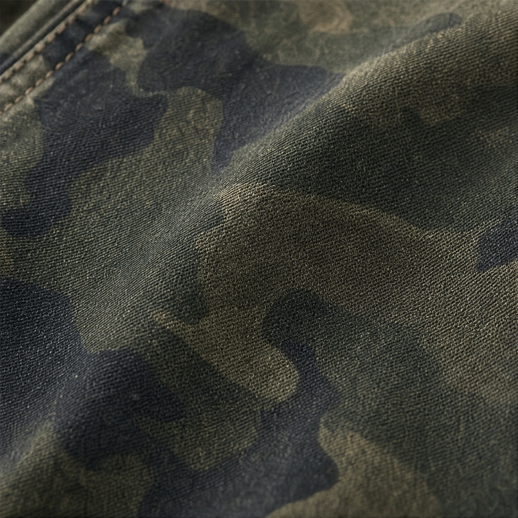 Gold Button Camouflage Denim Jacket