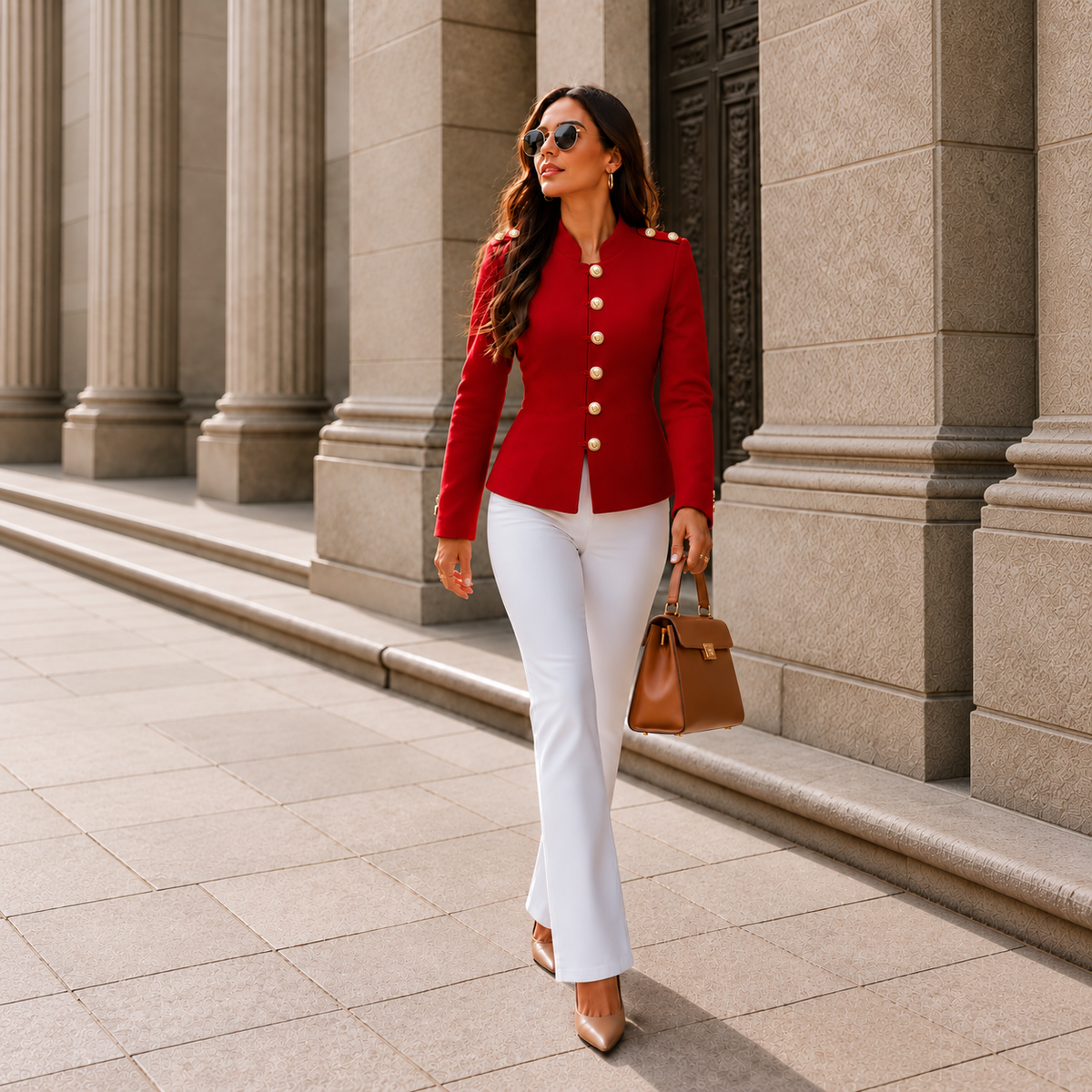 Gold Button Tailored Military Blazer