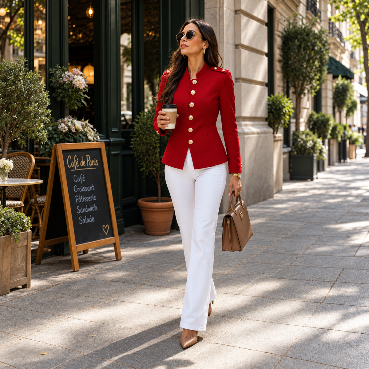Gold Button Tailored Military Blazer