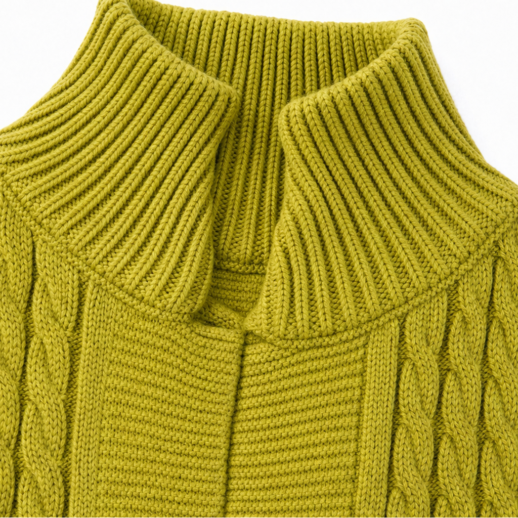 High Collar Cable-Knit Duster Cardigan