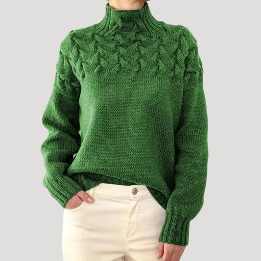 High Neck Cable Knit Sweater