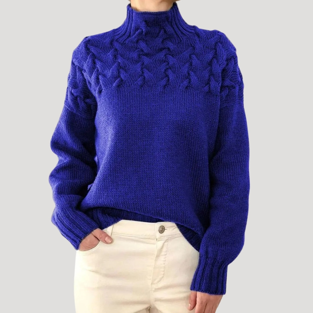 High Neck Cable Knit Sweater