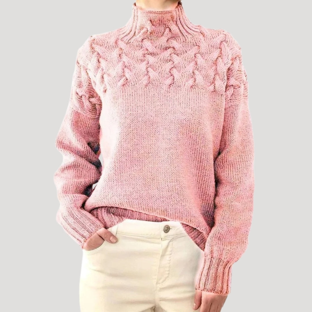 High Neck Cable Knit Sweater