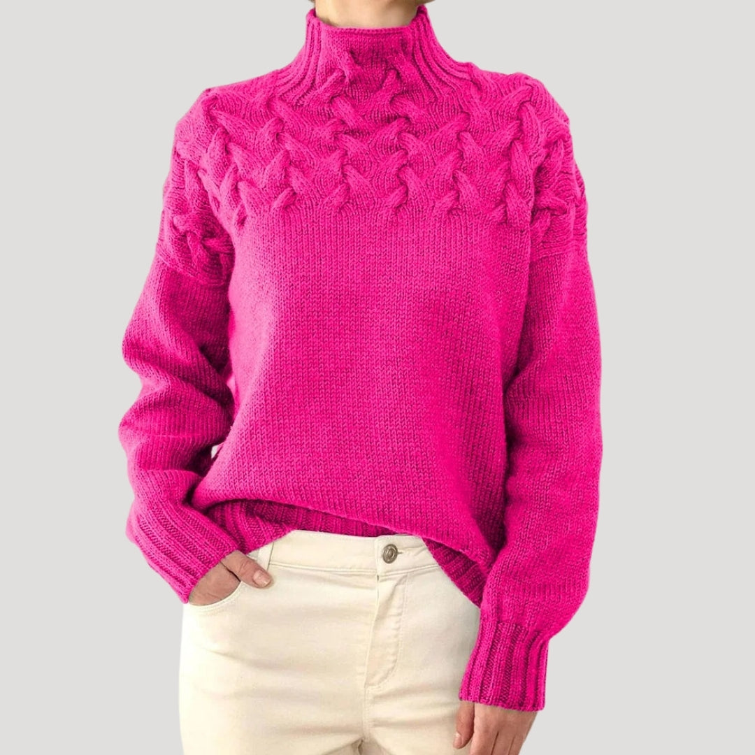 High Neck Cable Knit Sweater