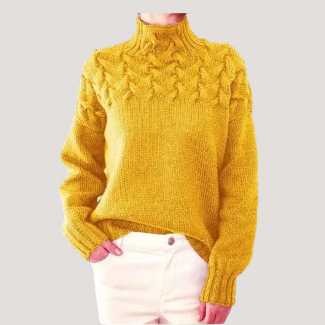 High Neck Cable Knit Sweater