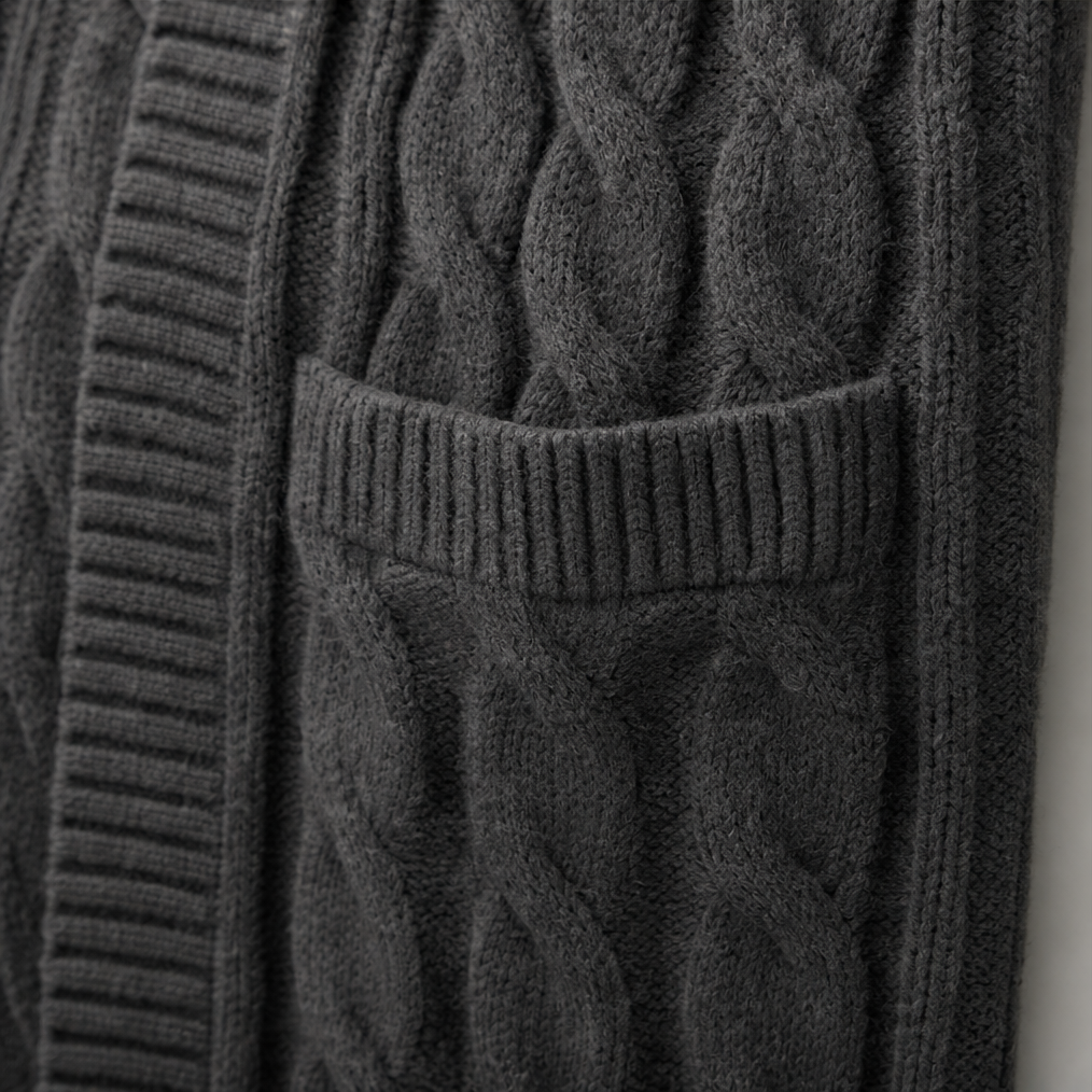 Hooded Longline Cable-Knit Cardigan