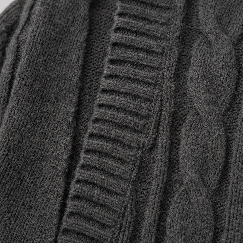 Hooded Longline Cable-Knit Cardigan