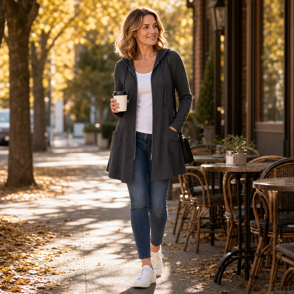 Hooded Longline Full-Zip Jacket