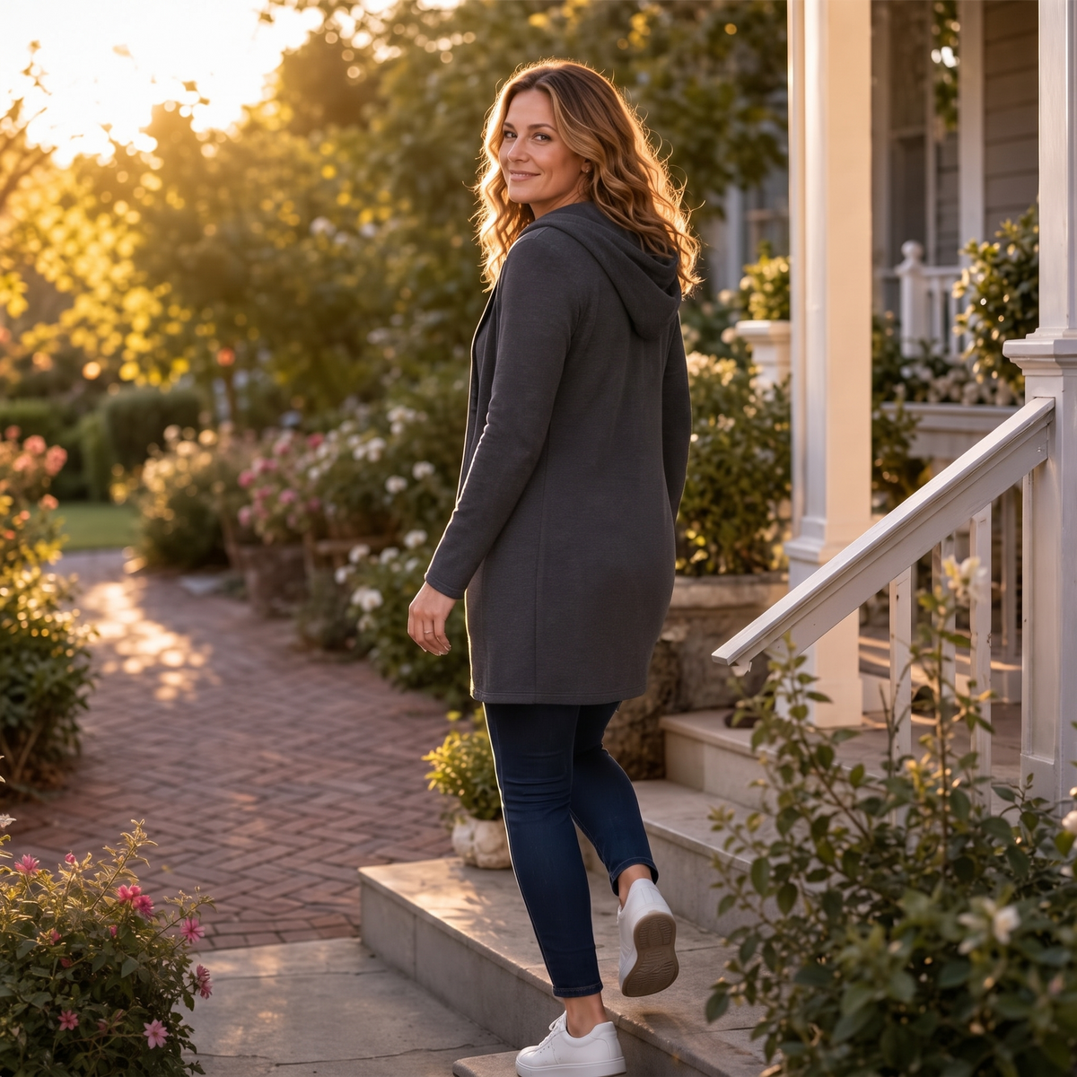 Hooded Longline Full-Zip Jacket