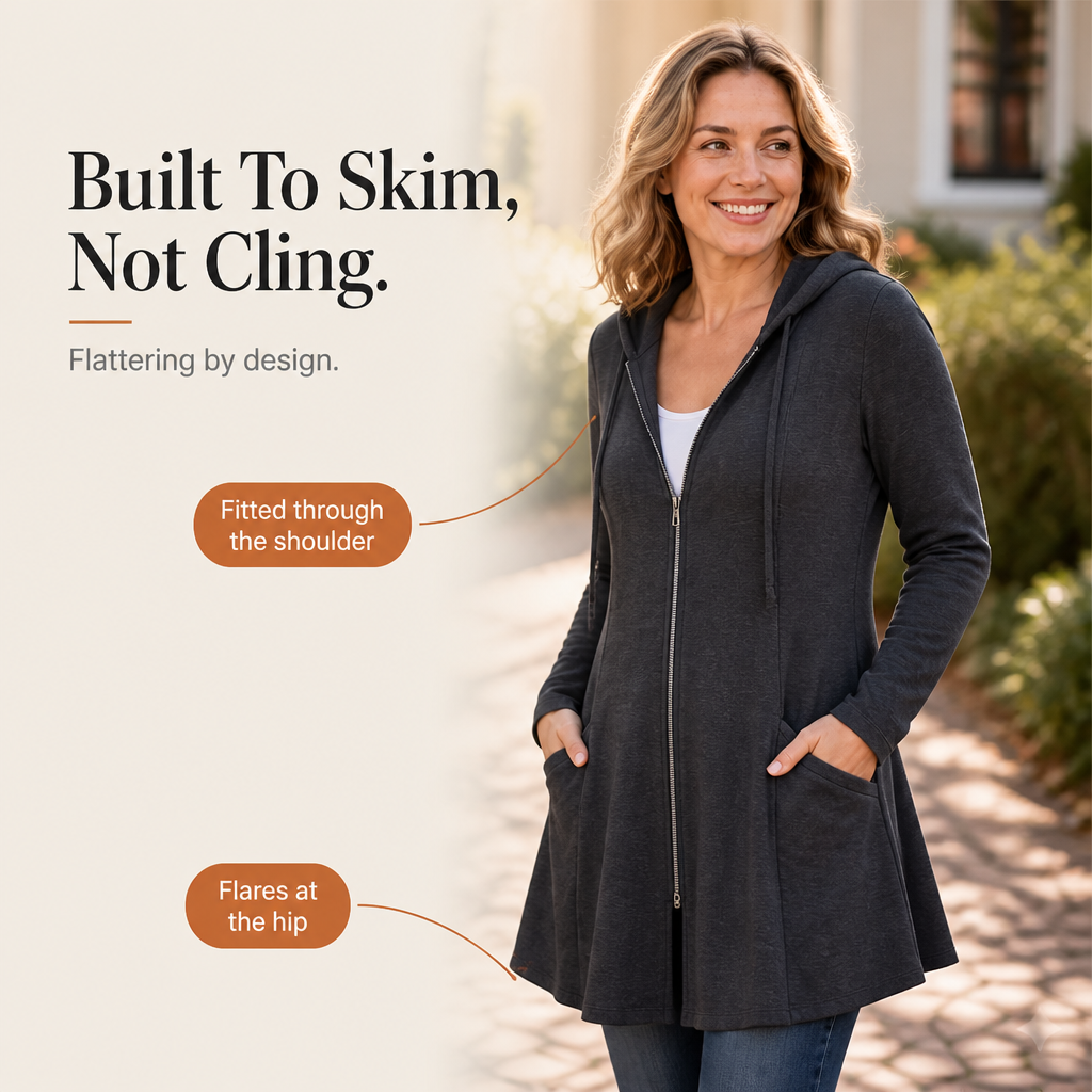 Hooded Longline Full-Zip Jacket