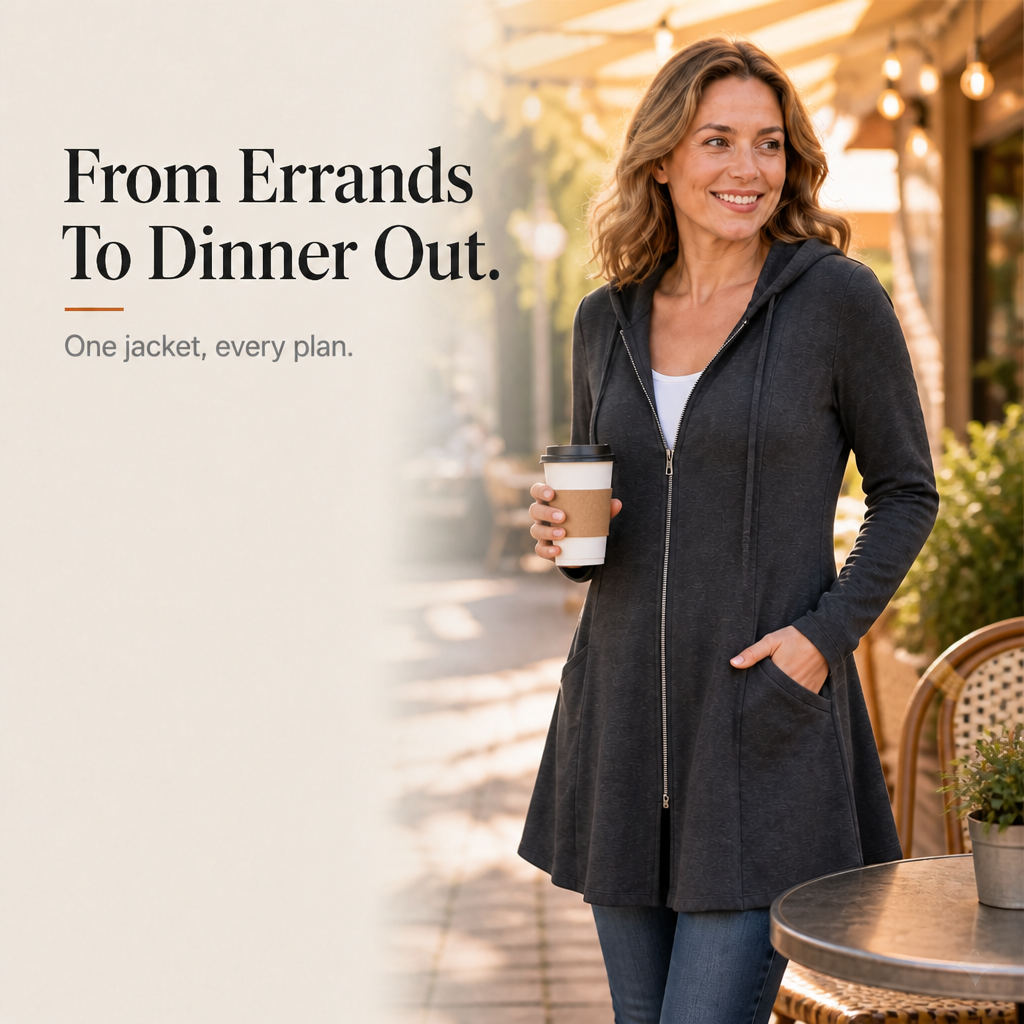 Hooded Longline Full-Zip Jacket