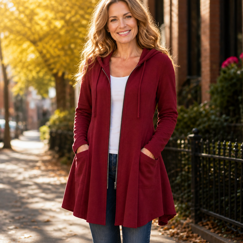 Hooded Longline Full-Zip Jacket