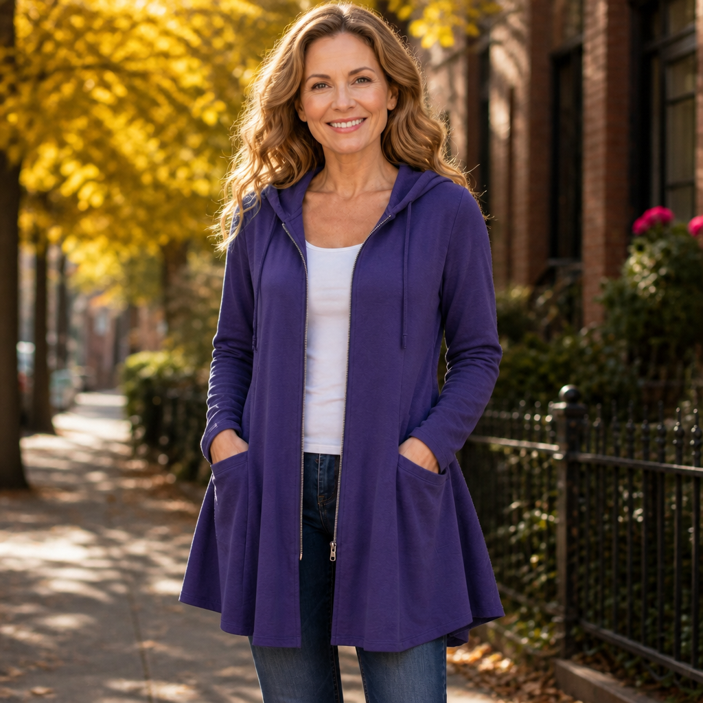 Hooded Longline Full-Zip Jacket