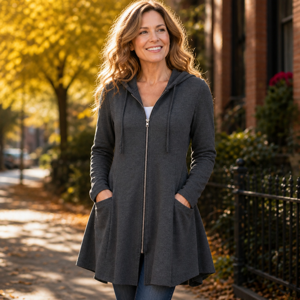 Hooded Longline Full-Zip Jacket