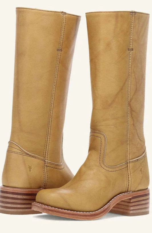 Leather Mid-Calf Western Boots