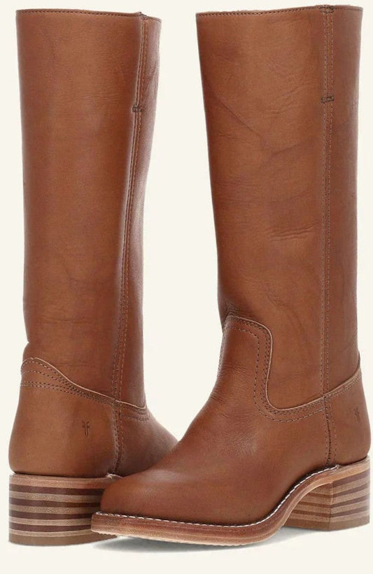 Leather Mid-Calf Western Boots