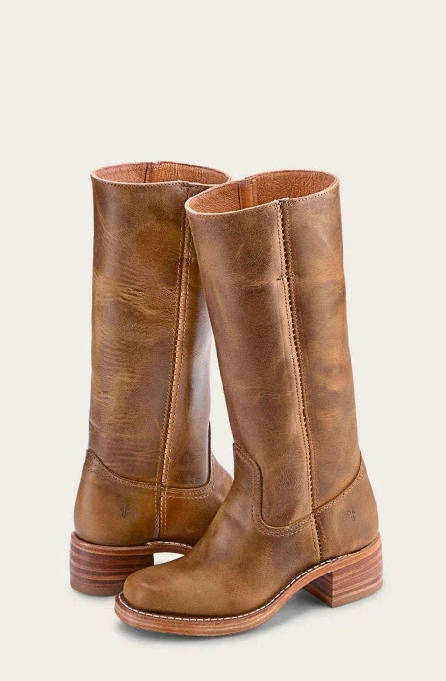 Leather Mid-Calf Western Boots