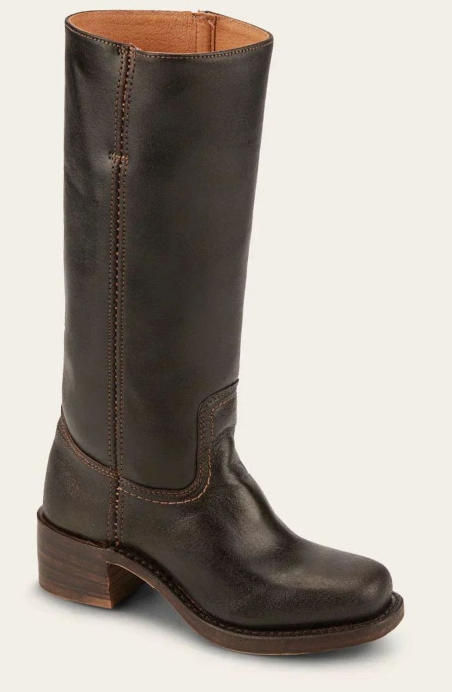 Leather Mid-Calf Western Boots