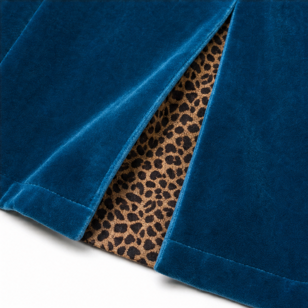 Leopard-Lined Velvet Maxi Coat