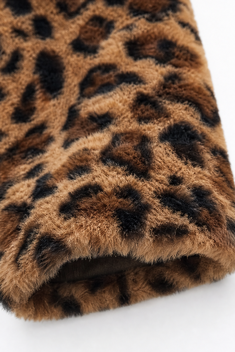 Leopard Print Faux Fur Longline Coat