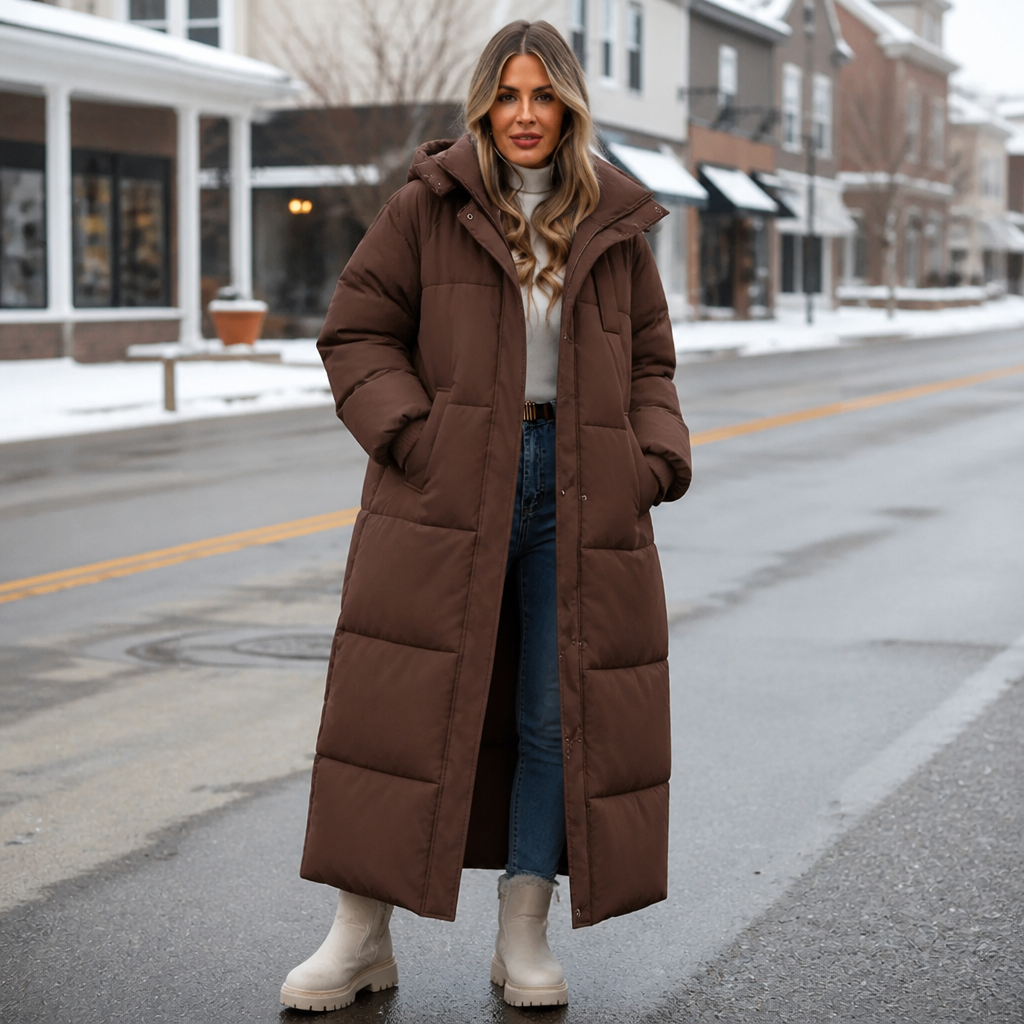 Long Hooded Puffer Coat