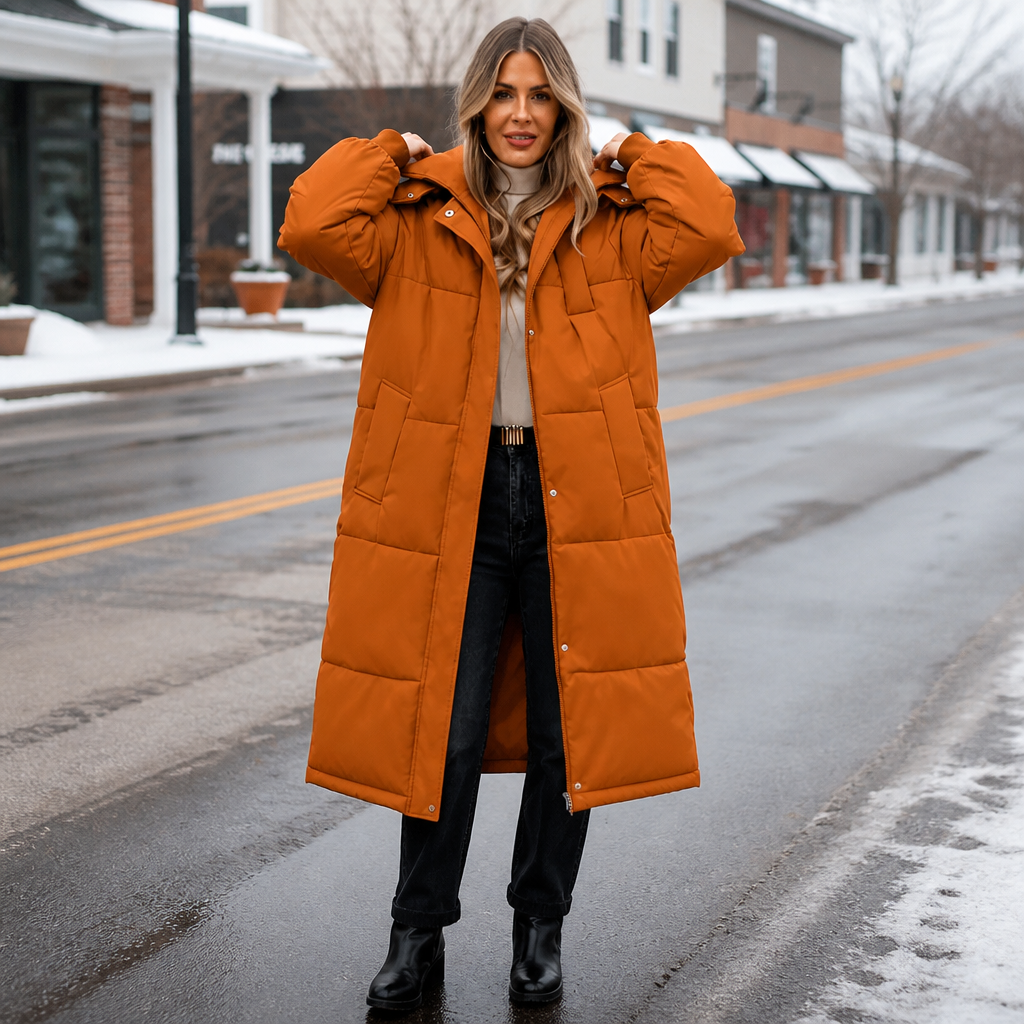 Long Hooded Puffer Coat
