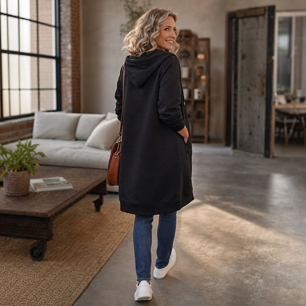 Long Zip-Up Hooded Jacket