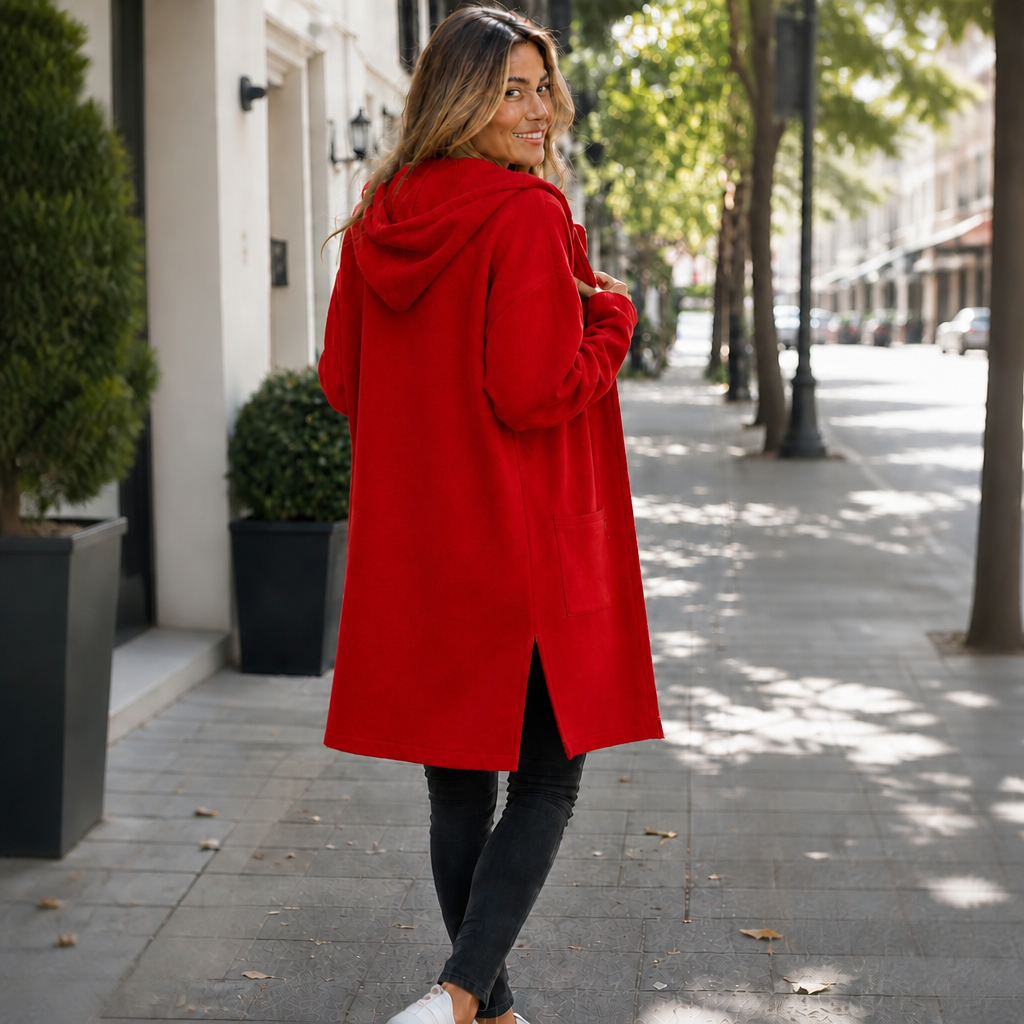 Longline Open-Front Hooded Cardigan